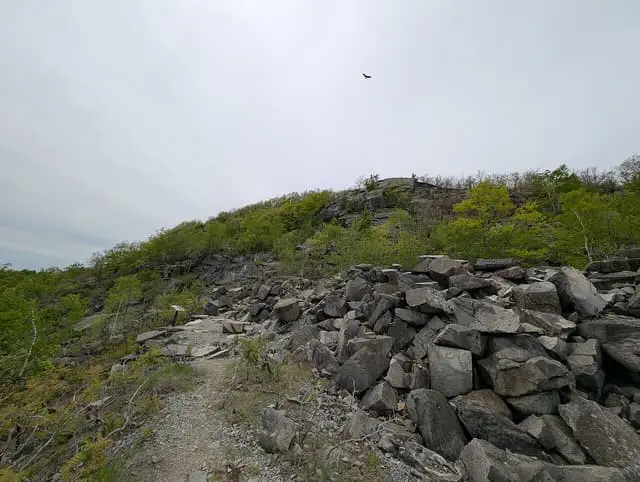Rock ledges at the former quarry on Mont Saint-Grégoire.