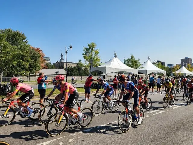 Cyclists at the 2024 Grand Prix Cycliste de Montréal; a previous edition.