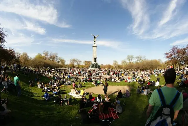 People gathered at the Mount Royal Tam-Tams in April 2012; a previous gathering.