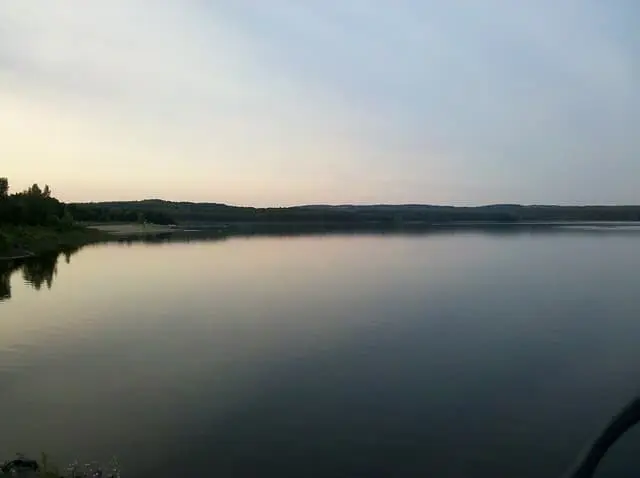 The Choinière reservoir from the beach in Yamaska national park.
