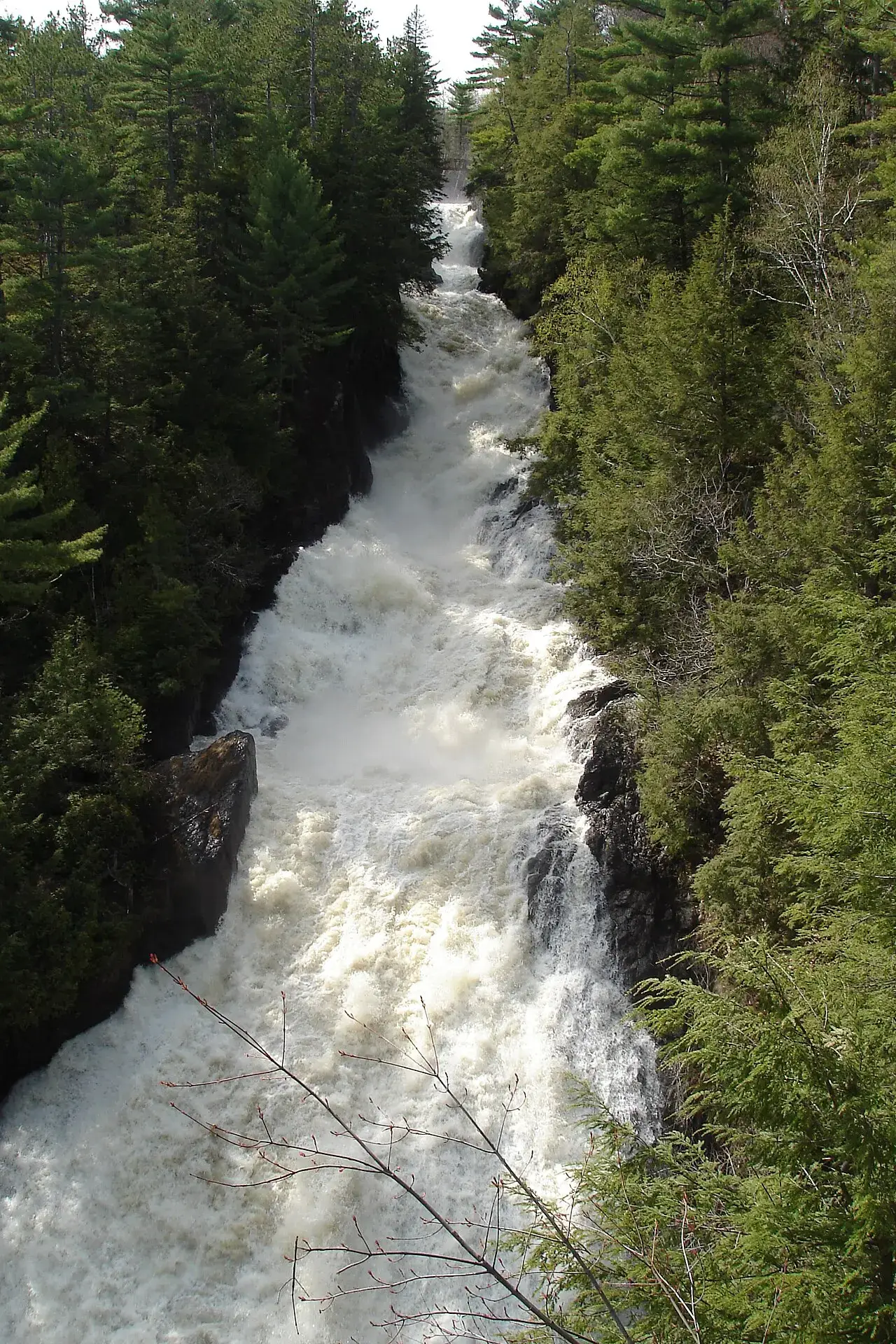 The steep cascade at the Chutes de Sainte-Ursule park.